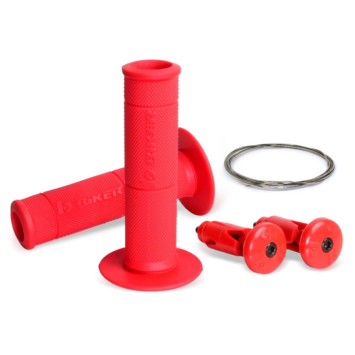 Manopla Biker Diamond Grip Vermelho com Acabamento Guidão