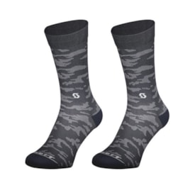 Meia Scott Trail Crew Cano Médio Camo Cinza