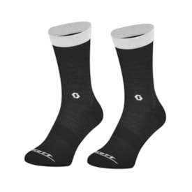 Meia Scott Trail Crew Cano Médio Cinza Branco