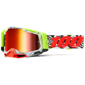 Óculos 100% Racecraft 2 Engal Espelhado Preto Branco Fluor
