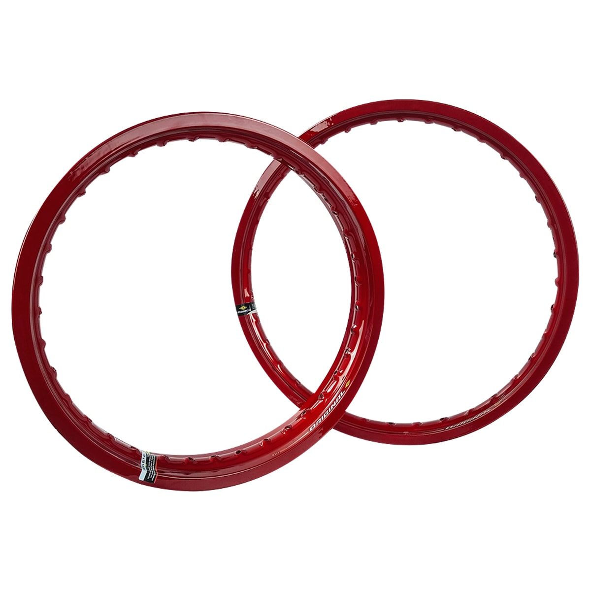 Segunda imagem do produto Par de Aros Monaco Dianteiro 21x70 - Traseiro 18x80 Mod. Original 36 Furos Vermelho