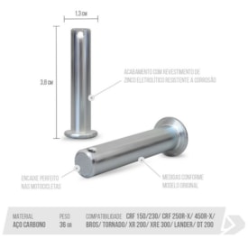 Segunda imagem do produto Par Pino de Pedaleira Crf 230 - Crf 250f - Xr 200 - Tornado - Xre 300 Biker