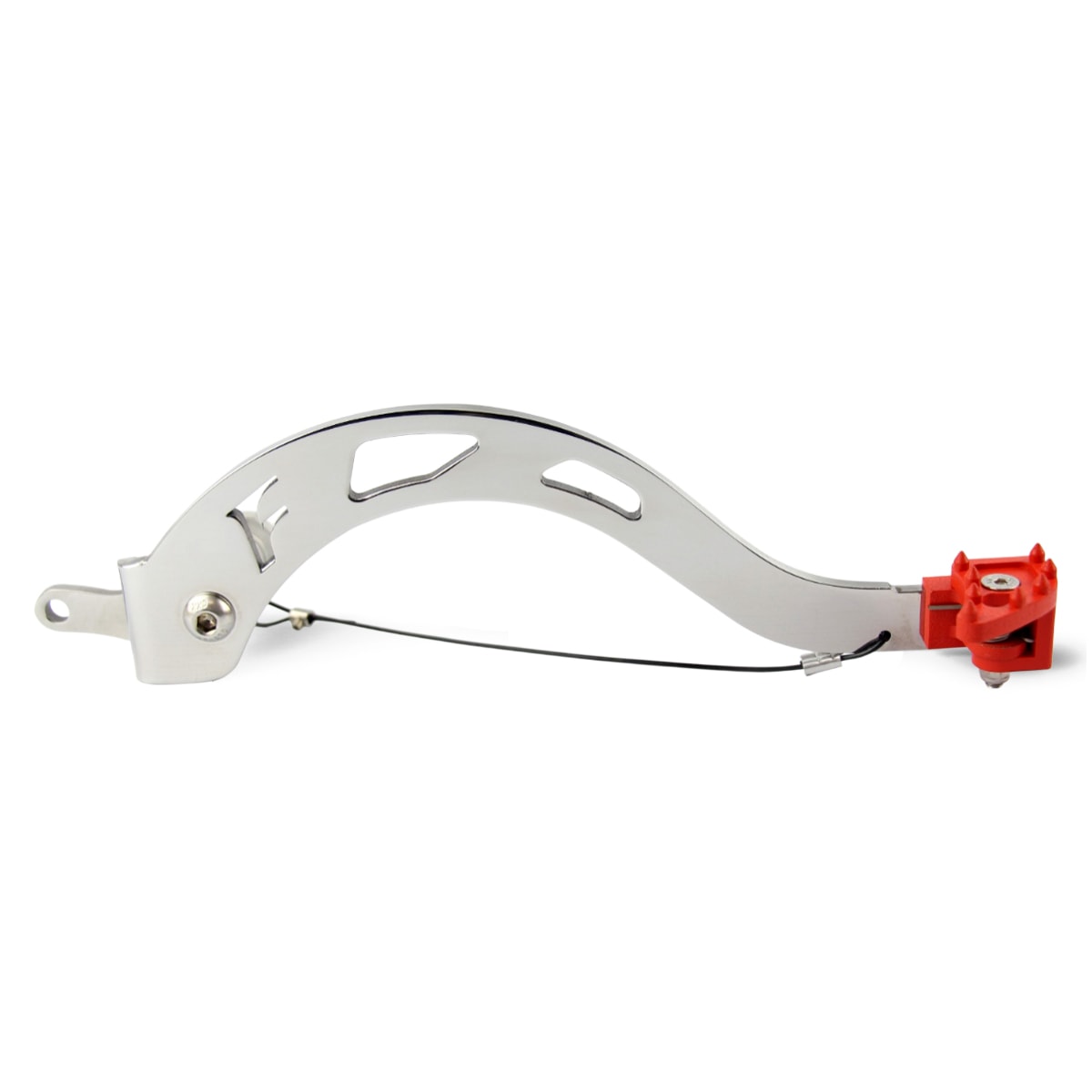Pedal de Freio Crf 250f - Crf 300f Foco Racing Prata Vermelho Ponta Retrátil