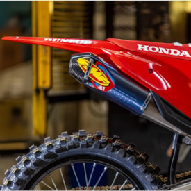 Segunda imagem do produto Ponteira Crf 450r 21/24 - Crf 450rx 21/24 Fmf Factory 4.1 Rct Titânio Carbon Azul