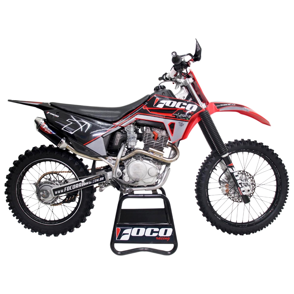 Segunda imagem do produto Ponteira e Curva de Escape Crf 230 Foco Racing Pulse Preto