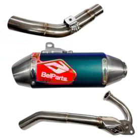 Segunda imagem do produto Ponteira e Curva de Escape Crf 250f Belparts Bhp Pro Short Azul