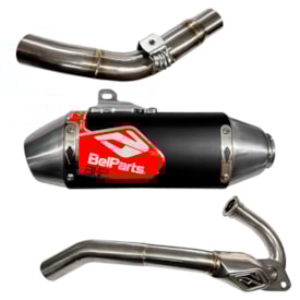 Segunda imagem do produto Ponteira e Curva de Escape Crf 250f Belparts Bhp Pro Short Preto