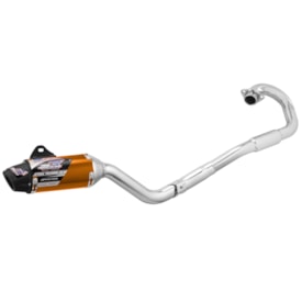 Segunda imagem do produto Ponteira e Curva de Escape Crf 250f Protork Powercore 3 Steel Dourado