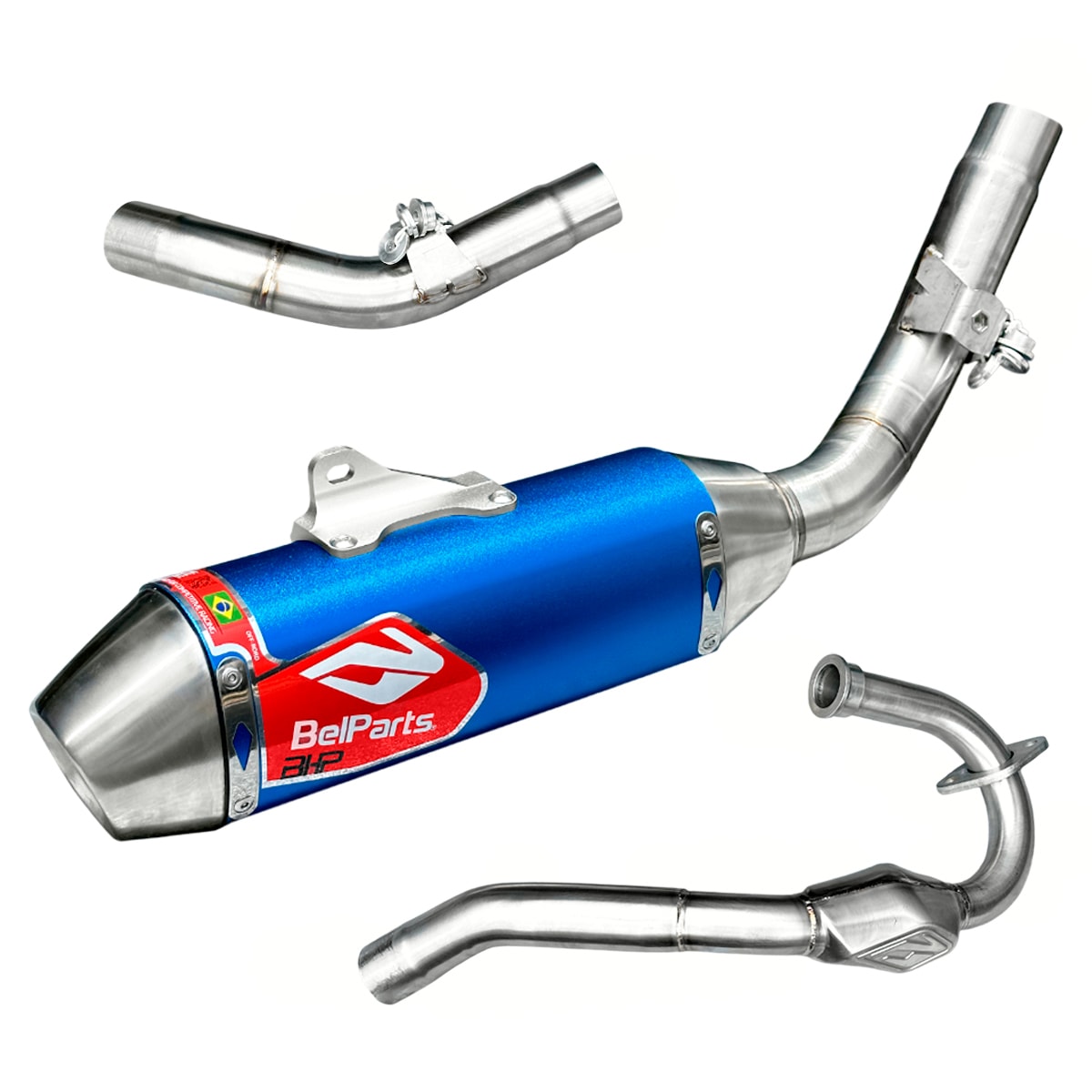 Segunda imagem do produto Ponteira e Curva de Escape Crf 300f Belparts Bhp Pro Short Azul