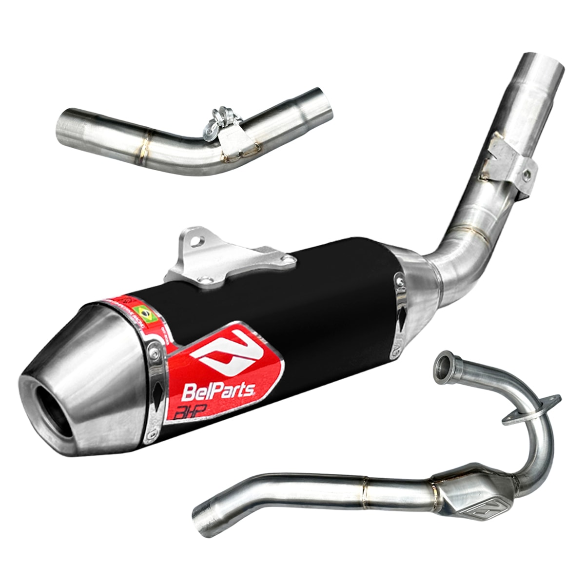 Segunda imagem do produto Ponteira e Curva de Escape Crf 300f Belparts Bhp Pro Short Preto