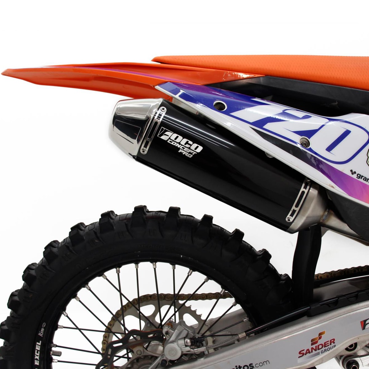 Segunda imagem do produto Ponteira e Curva de Escape Ktm 250 350 Excf 24/26 Foco Concept Pro F3 Preto