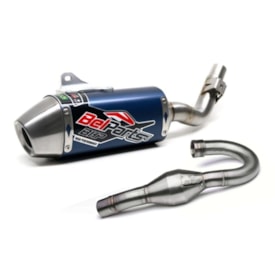 Ponteira e Curva de Escape Tornado Belparts Bhp Inox Azul