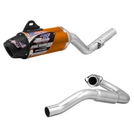 Segunda imagem do produto Ponteira e Curva de Escape Tornado Protork Powercore 3 Steel Dourado