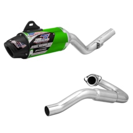 Segunda imagem do produto Ponteira e Curva de Escape Tornado Protork Powercore 3 Steel Verde Neon