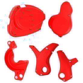 Protetor de Quadro e Tampas Laterais Crf 230 + Antiblock Okta Vermelho
