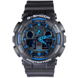 Relogio G-shock Ga-100-1a2dr Preto Azul Anadigi