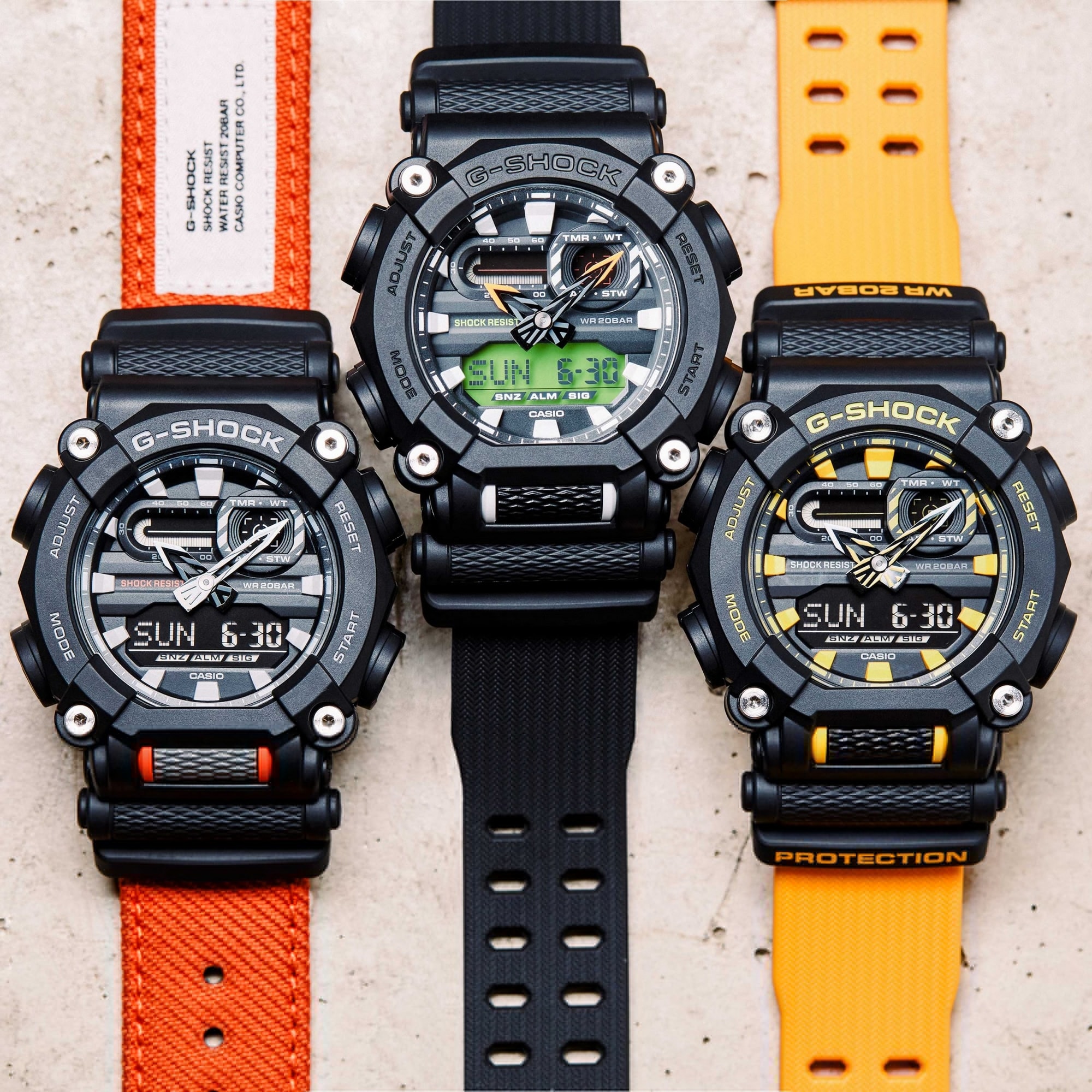 Relogio G-shock Ga-900a-1a9dr Preto Amarelo Anadigi