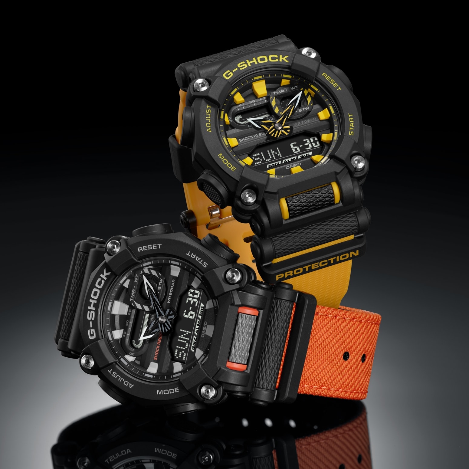 Relogio G-shock Ga-900c-1a4dr Preto Laranja Anadigi