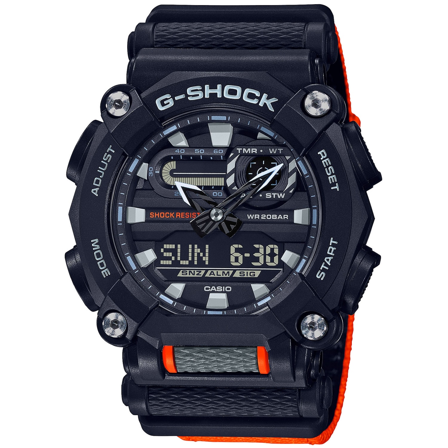 Relogio G-shock Ga-900c-1a4dr Preto Laranja Anadigi
